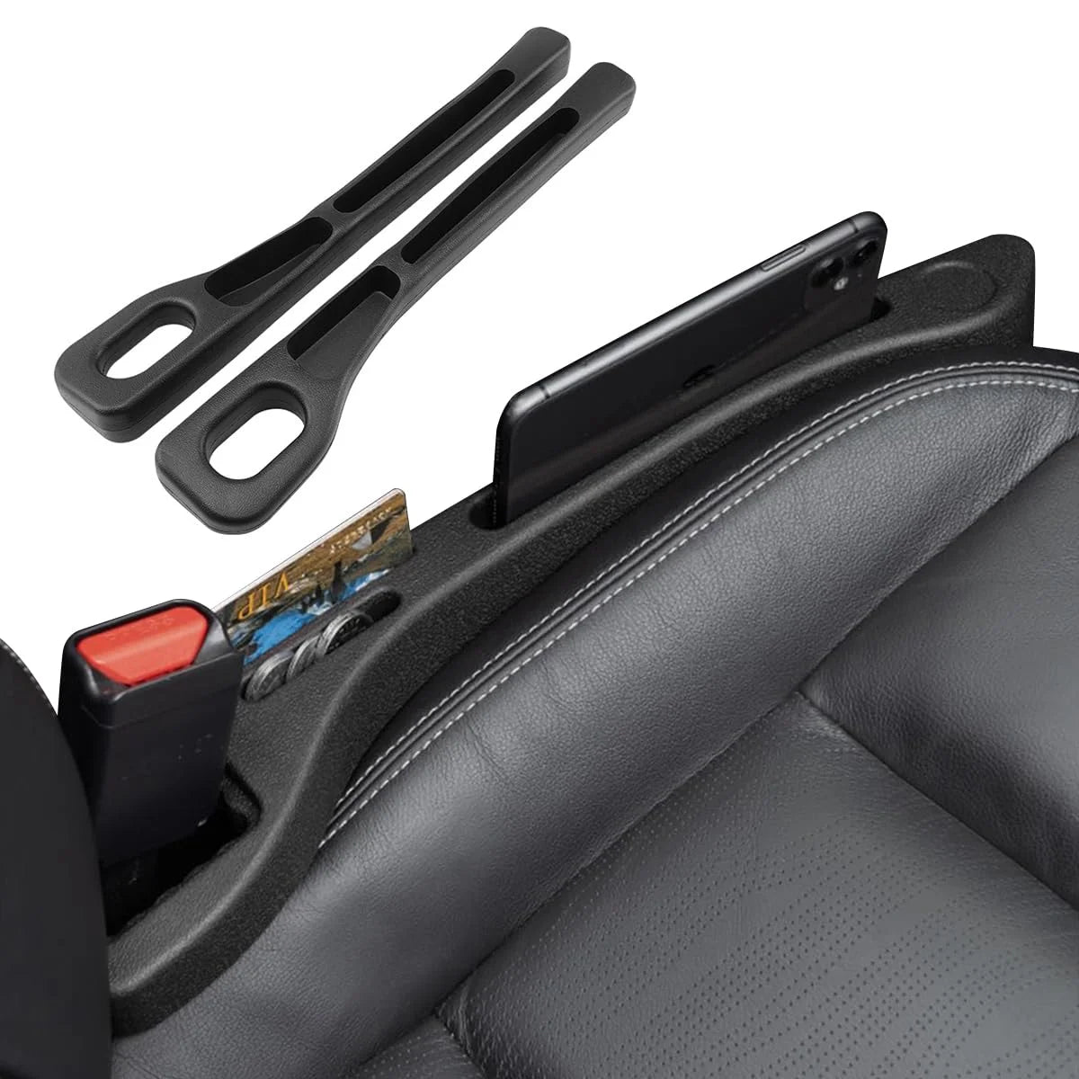 Car Seat Gap Filler Organizer – Set of 2 | Universal Fit | Multi-Compartment Storage | Black